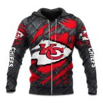 Chiefs Black Metal Texture Zipper Hoodie