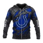 Colts Black Metal Texture Zipper Hoodie