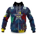 Cowboys Autism Awareness Football Zipper Hoodie 2026