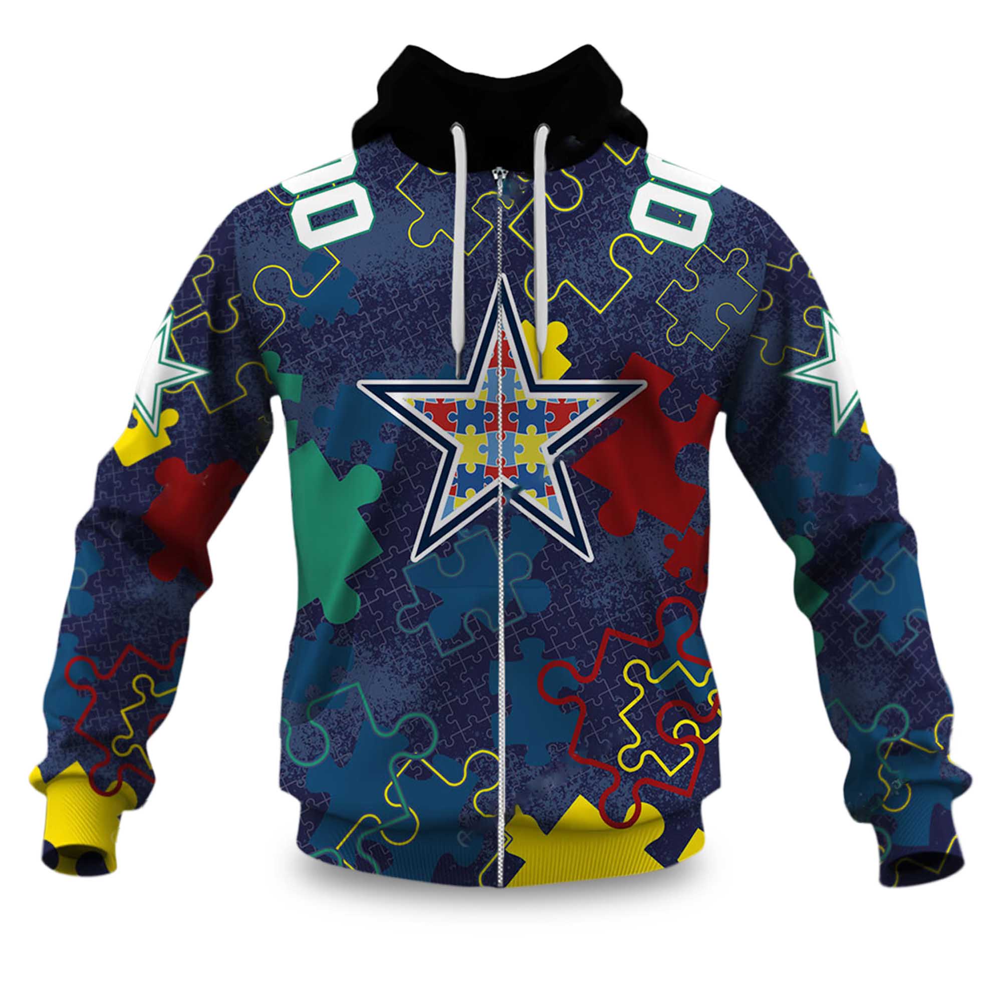 Cowboys Autism Awareness Football Zipper Hoodie 2026 Cowboys Autism Awareness Football Zipper Hoodie 2026