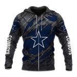 Cowboys Black Metal Texture Zipper Hoodie