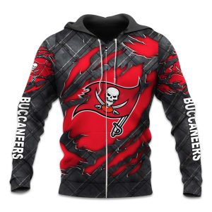 Buccaneers Black Metal Texture Zipper Hoodie