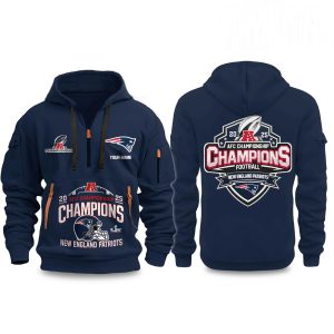 NE Patriots 2025 2026 AFC Champions Quarter Zip Hoodie (1)