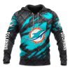Dolphins Black Metal Texture Hoodie 1