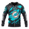 Dolphins Black Metal Texture Zipper Hoodie