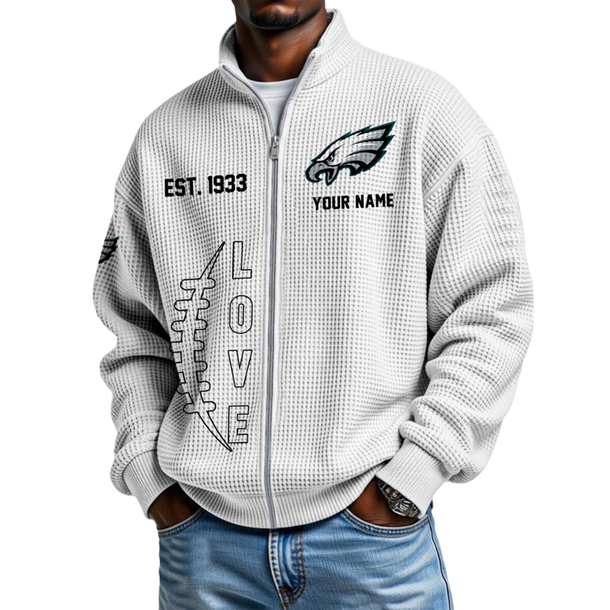 Eagles EST 1933 Quarter Zip Waffle Sweatshirt 4 Eagles EST 1933 Quarter Zip Waffle Sweatshirt 4