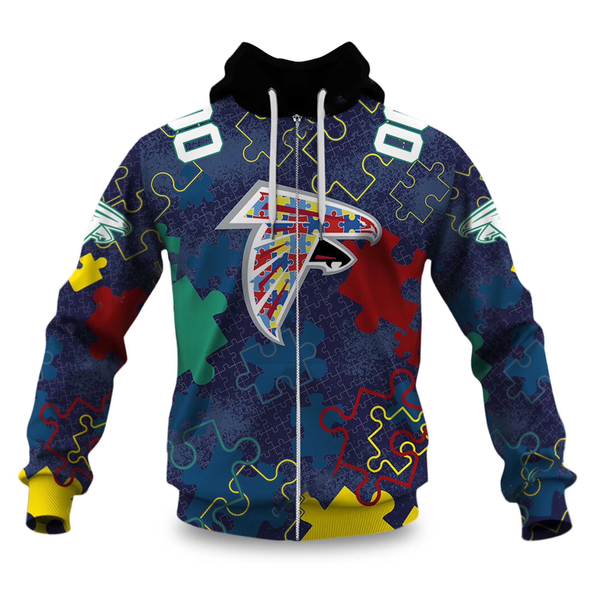 Falcons Autism Awareness Football Zipper Hoodie 2026 Falcons Autism Awareness Football Zipper Hoodie 2026