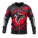 Falcons Black Metal Texture Zipper Hoodie