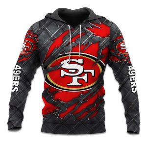 49ers Black Metal Texture Hoodie (1)