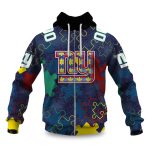 Giants Autism Awareness Football Zipper Hoodie 2026