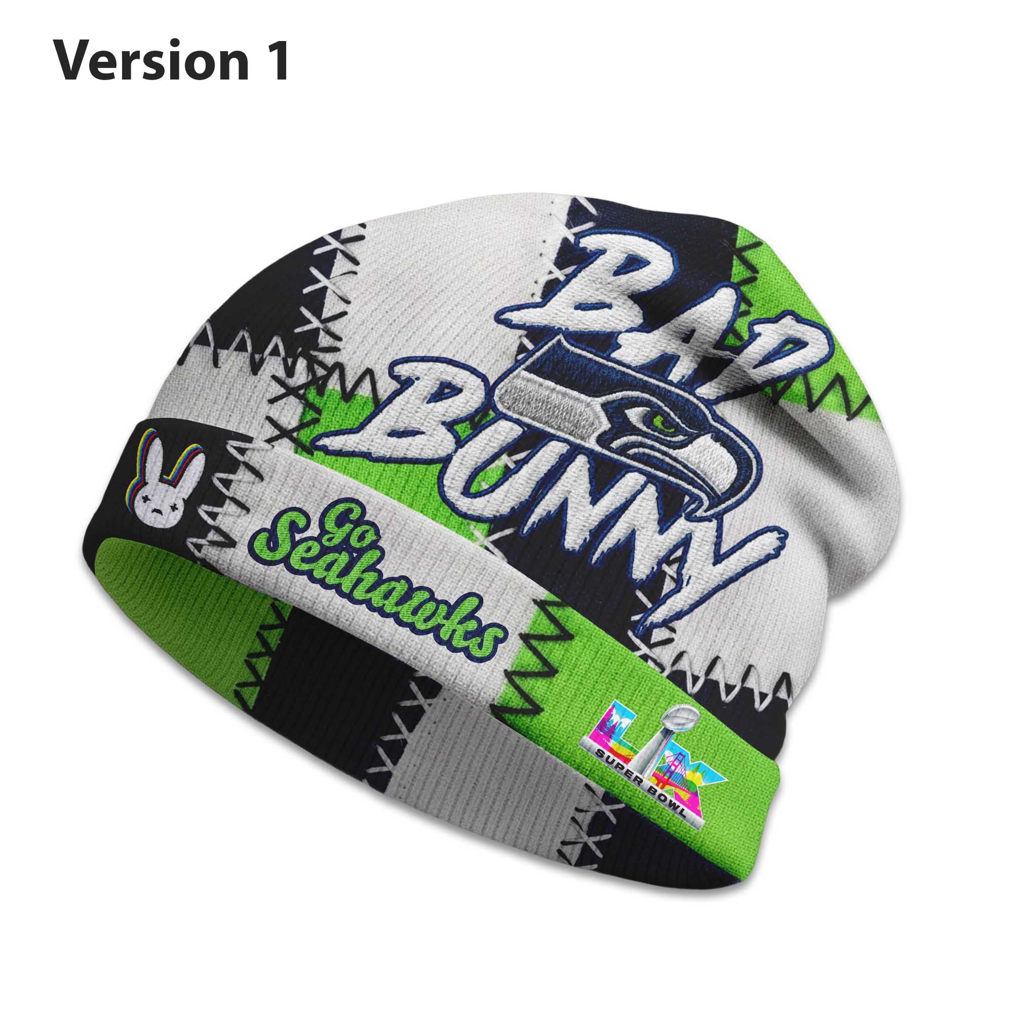 Go Seahawks Bad Bunny Bowl LX 2026 Knit Hat Go Seahawks Bad Bunny Bowl LX 2026 Knit Hat