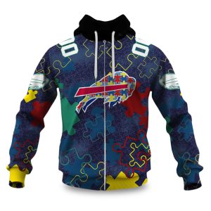 Bills Autism Awareness Football Zipper Hoodie 2026