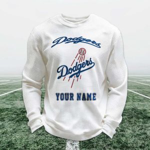 Personalized Dodgers Baseball Waffle Sweatshirt 1