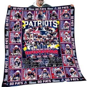 Patriots Winners Go Pats 2025 2026 Fleece Blanket