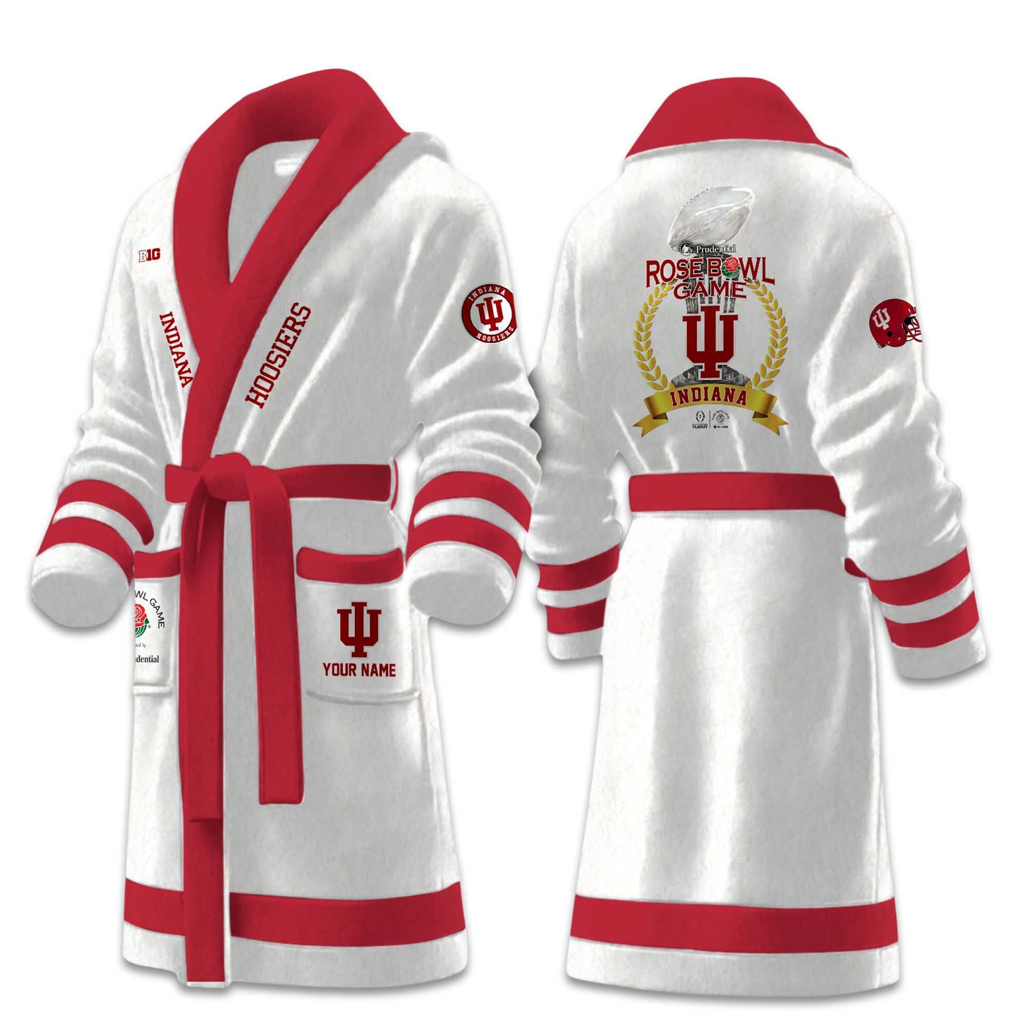 Indiana Hoosiers Rose Bowl Game Champions 2026 Fleece Bathrobe Indiana Hoosiers Rose Bowl Game Champions 2026 Fleece Bathrobe