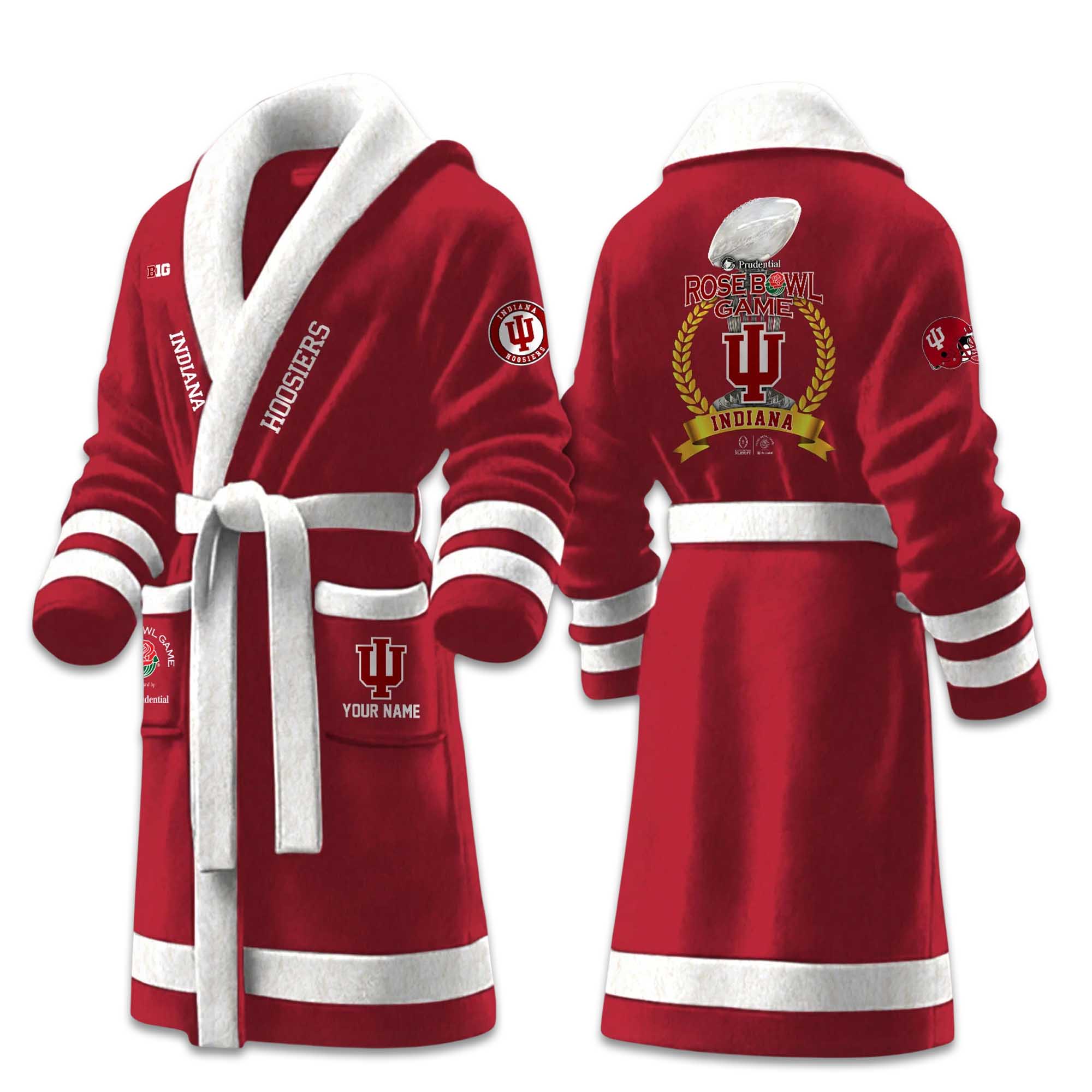 Indiana Hoosiers Rose Bowl Game Champions 2026 Fleece Bathrobe 8 Indiana Hoosiers Rose Bowl Game Champions 2026 Fleece Bathrobe (8)