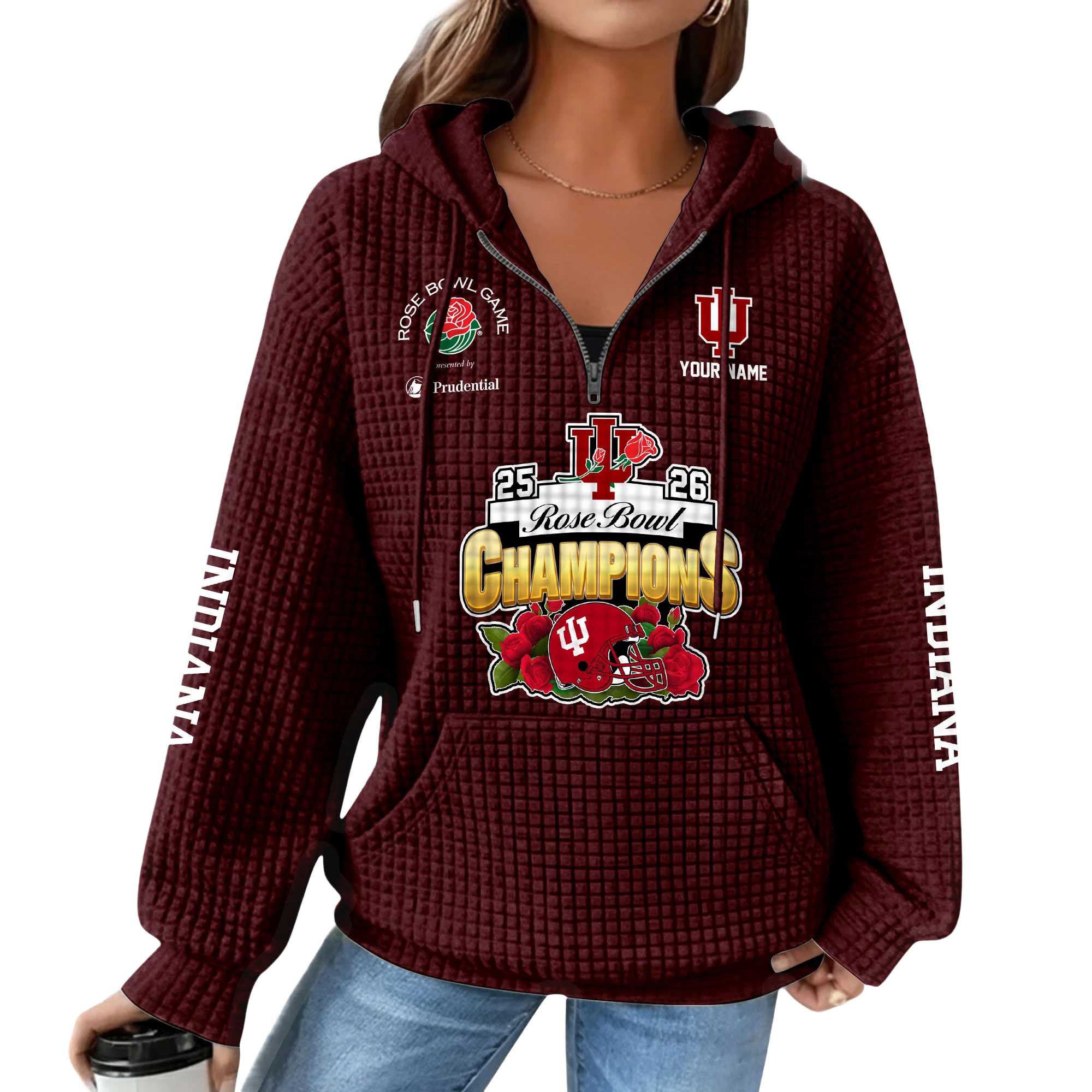 Indiana Hoosiers Rose Bowl Game Champions 2026 Waffle Quarter Zip Hoodie 4 Indiana Hoosiers Rose Bowl Game Champions 2026 Waffle Quarter Zip Hoodie (4)