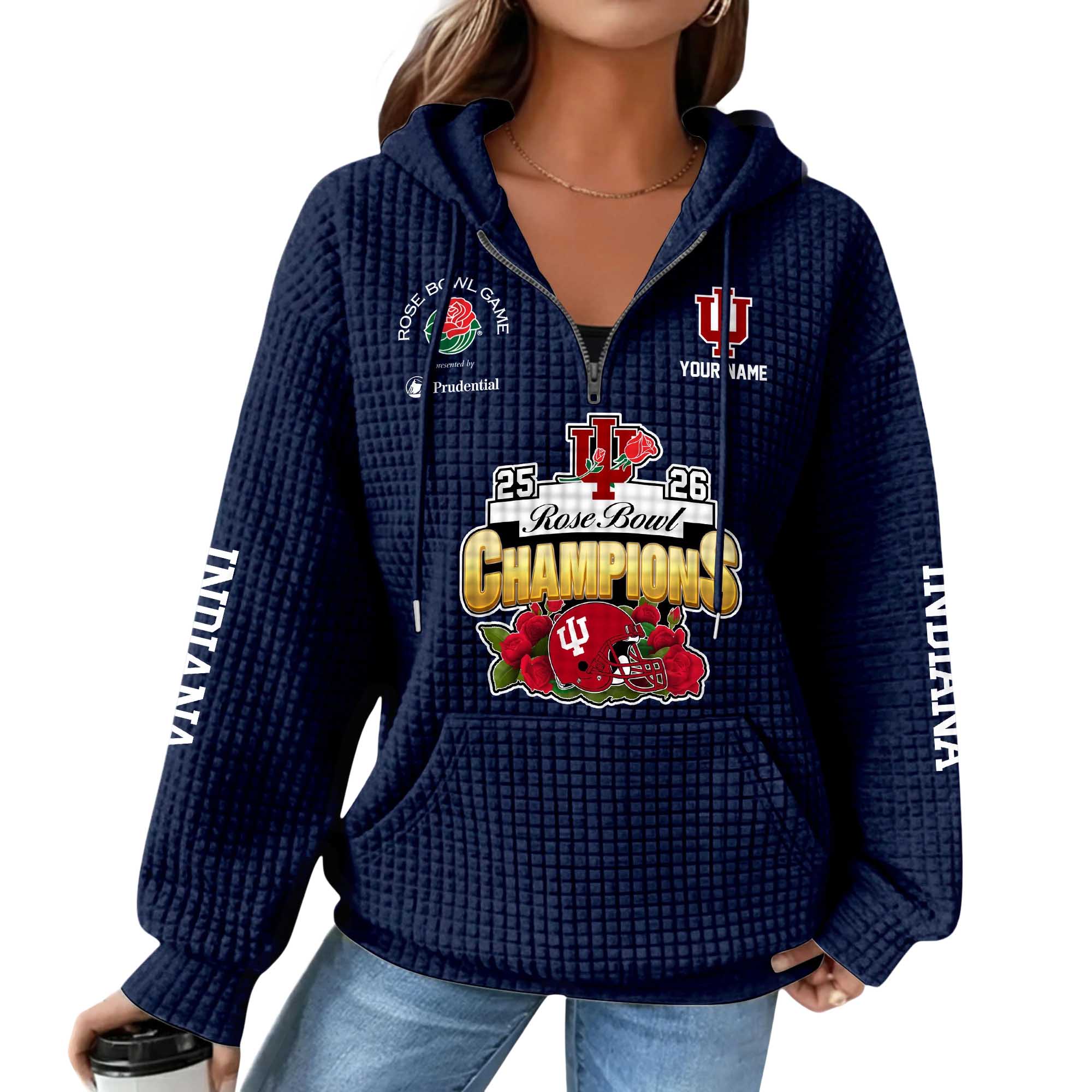 Indiana Hoosiers Rose Bowl Game Champions 2026 Waffle Quarter Zip Hoodie 3 Indiana Hoosiers Rose Bowl Game Champions 2026 Waffle Quarter Zip Hoodie (5)