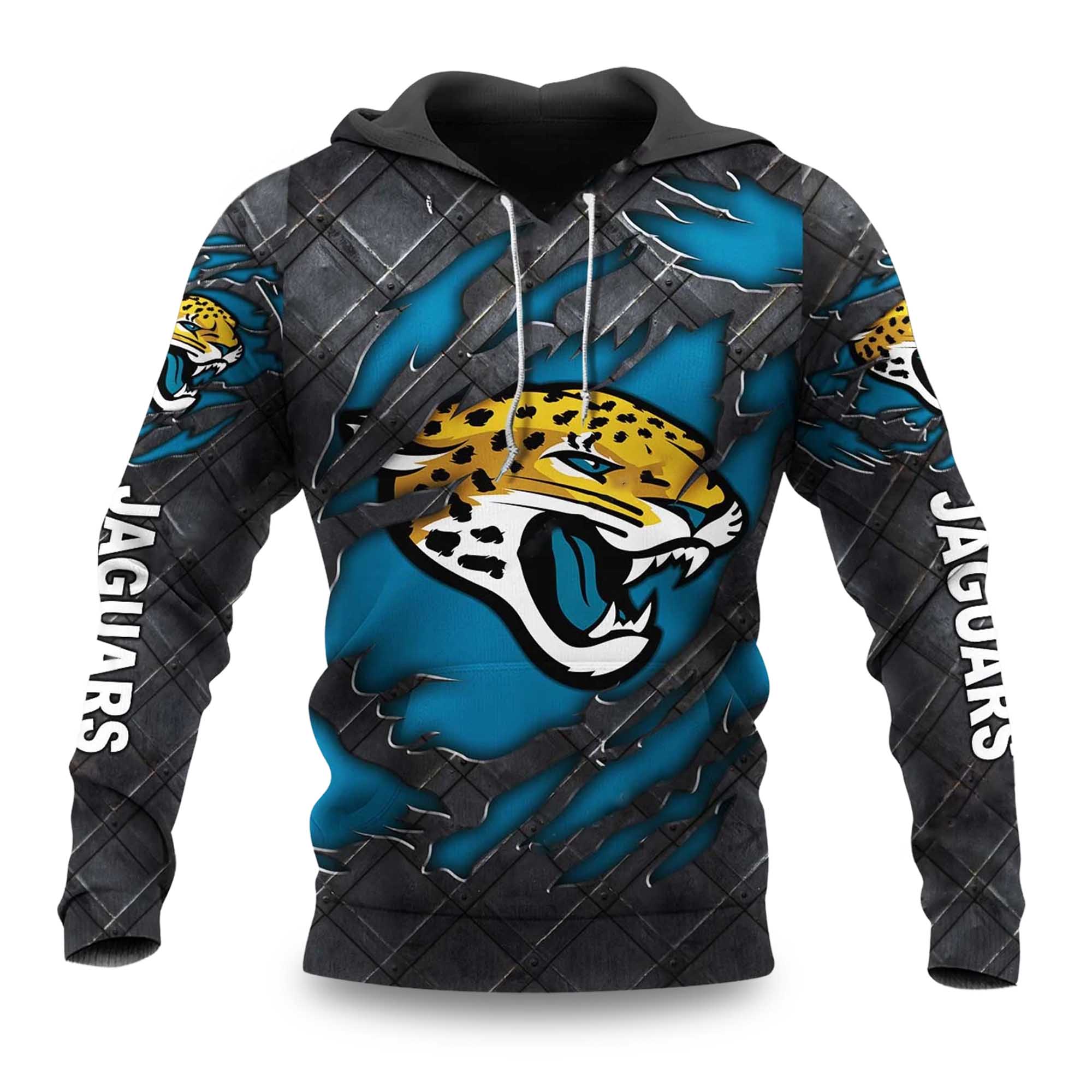 Jaguars Black Metal Texture Hoodie Jaguars Black Metal Texture Hoodie