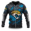 Jaguars Black Metal Texture Zipper Hoodie