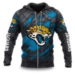 Jaguars Black Metal Texture Zipper Hoodie