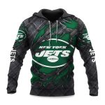 Jets Black Metal Texture Hoodie