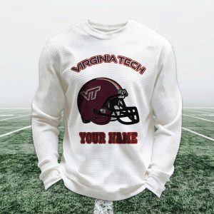 Personalized Virginia Tech Football Waffle Sweatshirt 1