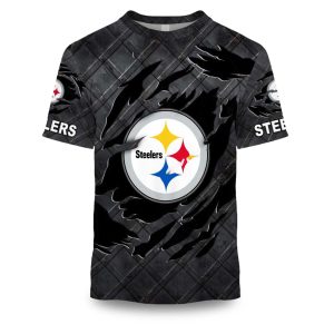 Steelers Black Metal Texture Shirt 1