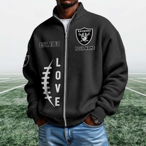 Raiders EST 1960 Quarter Zip Waffle Sweatshirt (1)