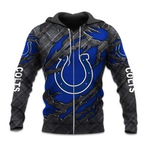 Colts Black Metal Texture Zipper Hoodie