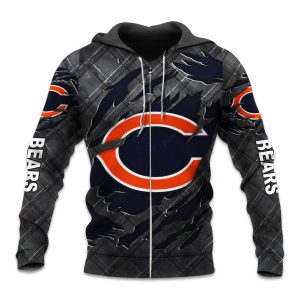 Bears Black Metal Texture Zipper Hoodie
