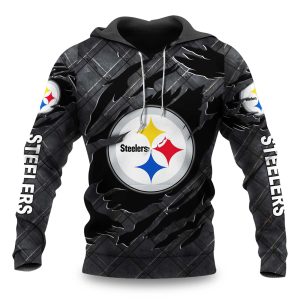 Steelers Black Metal Texture Hoodie 1