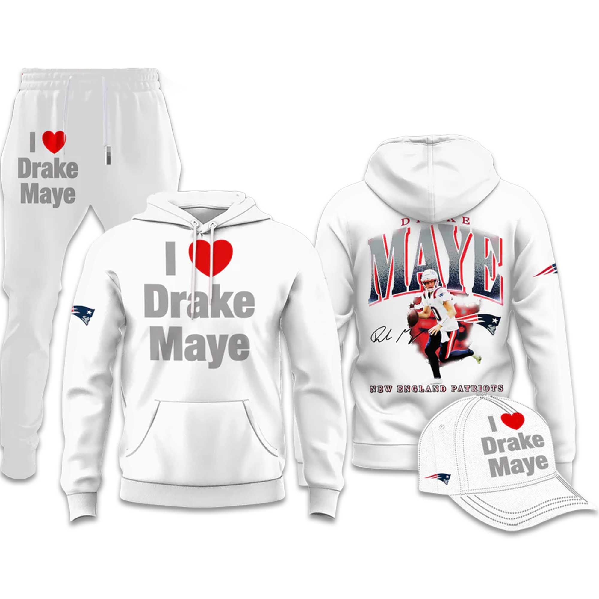 NE Patriots I Love Drake Maye Hoodie 3 NE Patriots I Love Drake Maye Hoodie (3)