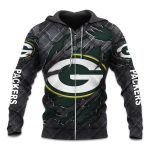 Packers Black Metal Texture Zipper Hoodie