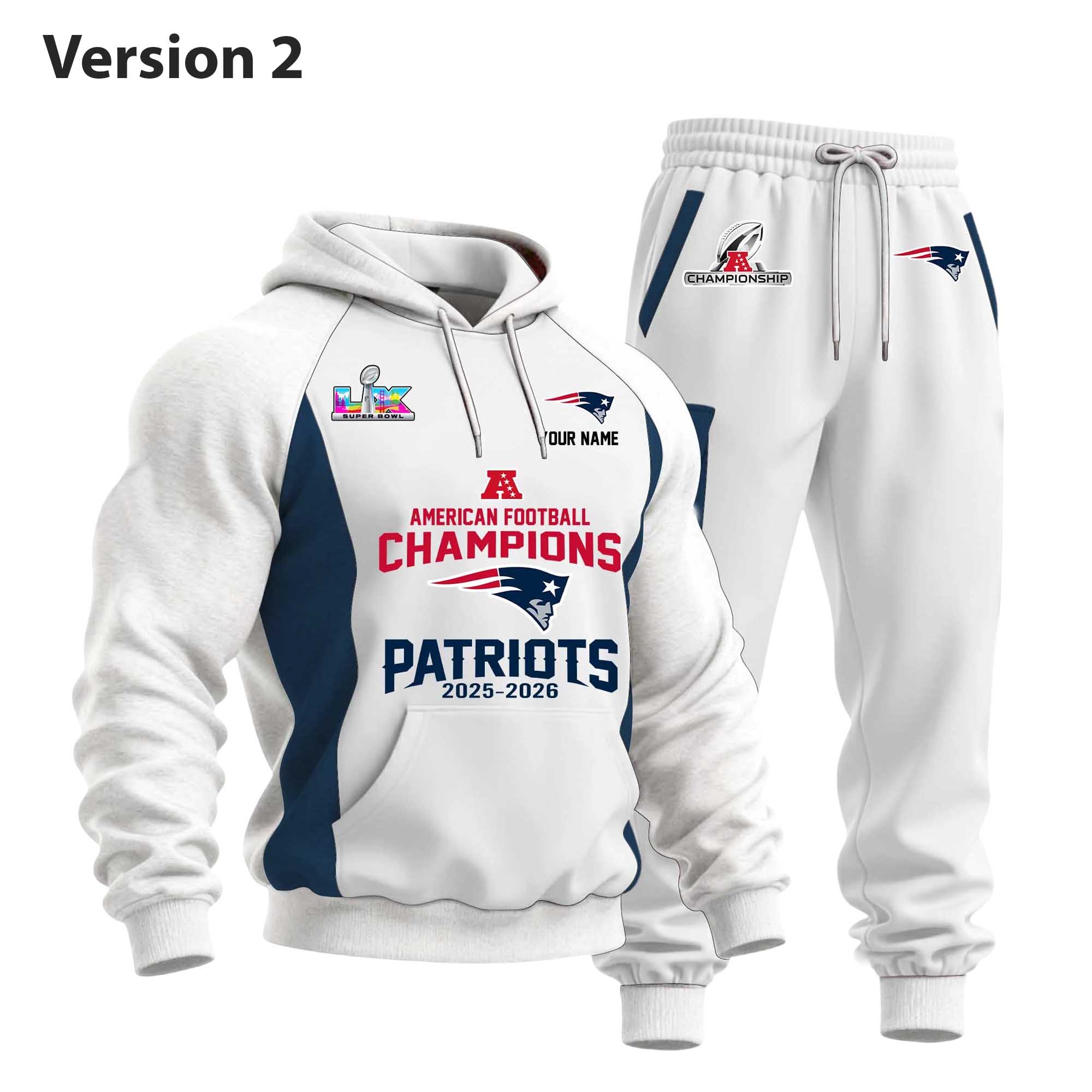 Patriots America Football Champions 2025 2026 Hoodie Set 2 Patriots America Football Champions 2025 2026 Hoodie Set (2)