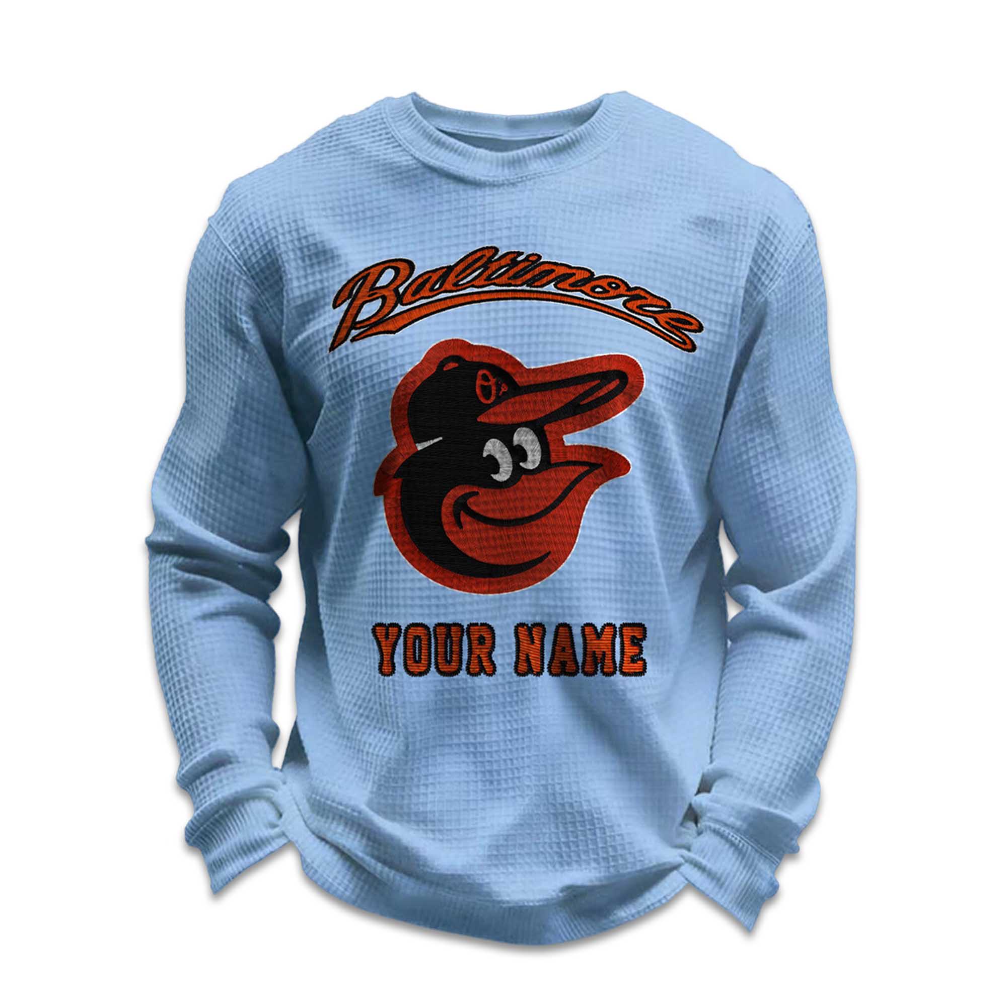 Personalized Baltimore Baseball Waffle Sweatshirt 3 Personalized Baltimore Baseball Waffle Sweatshirt 3