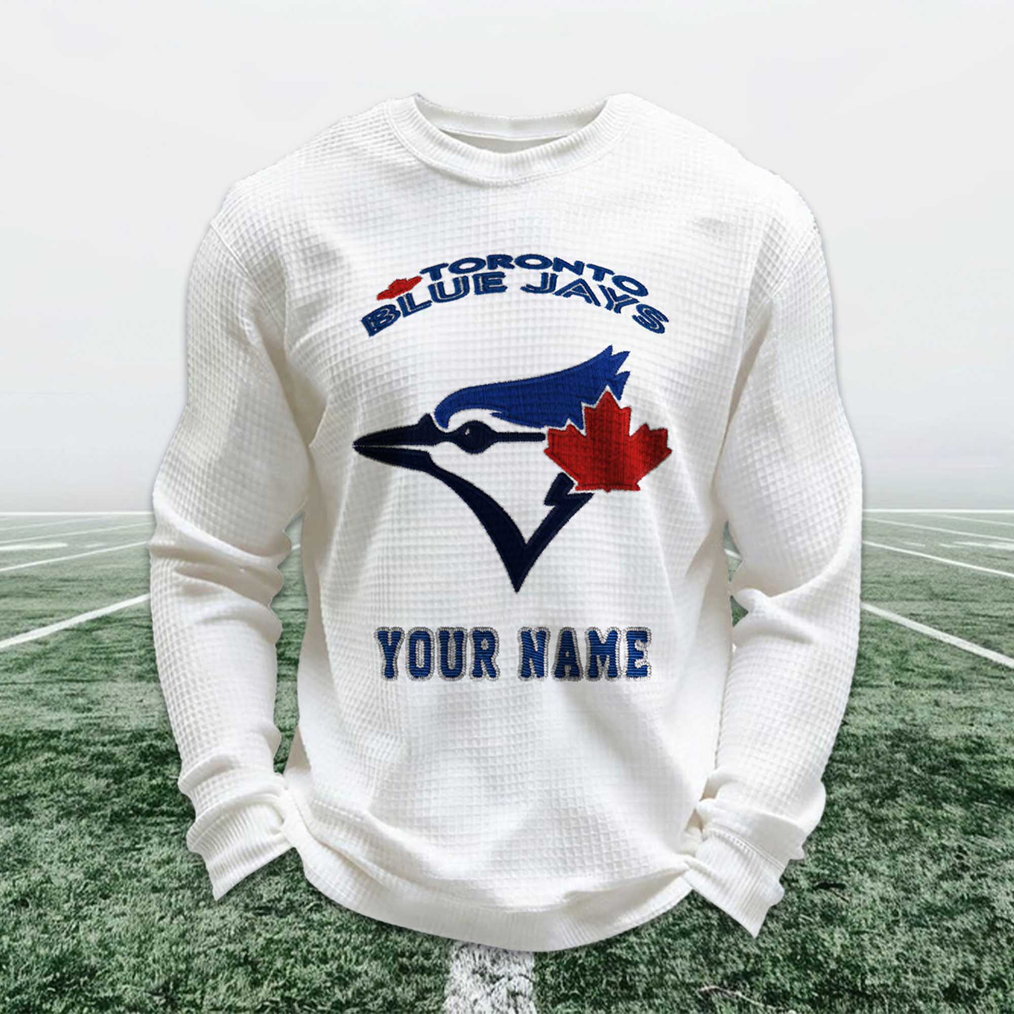 Personalized Blue Jays Baseball Waffle Sweatshirt Personalized Blue Jays Baseball Waffle Sweatshirt