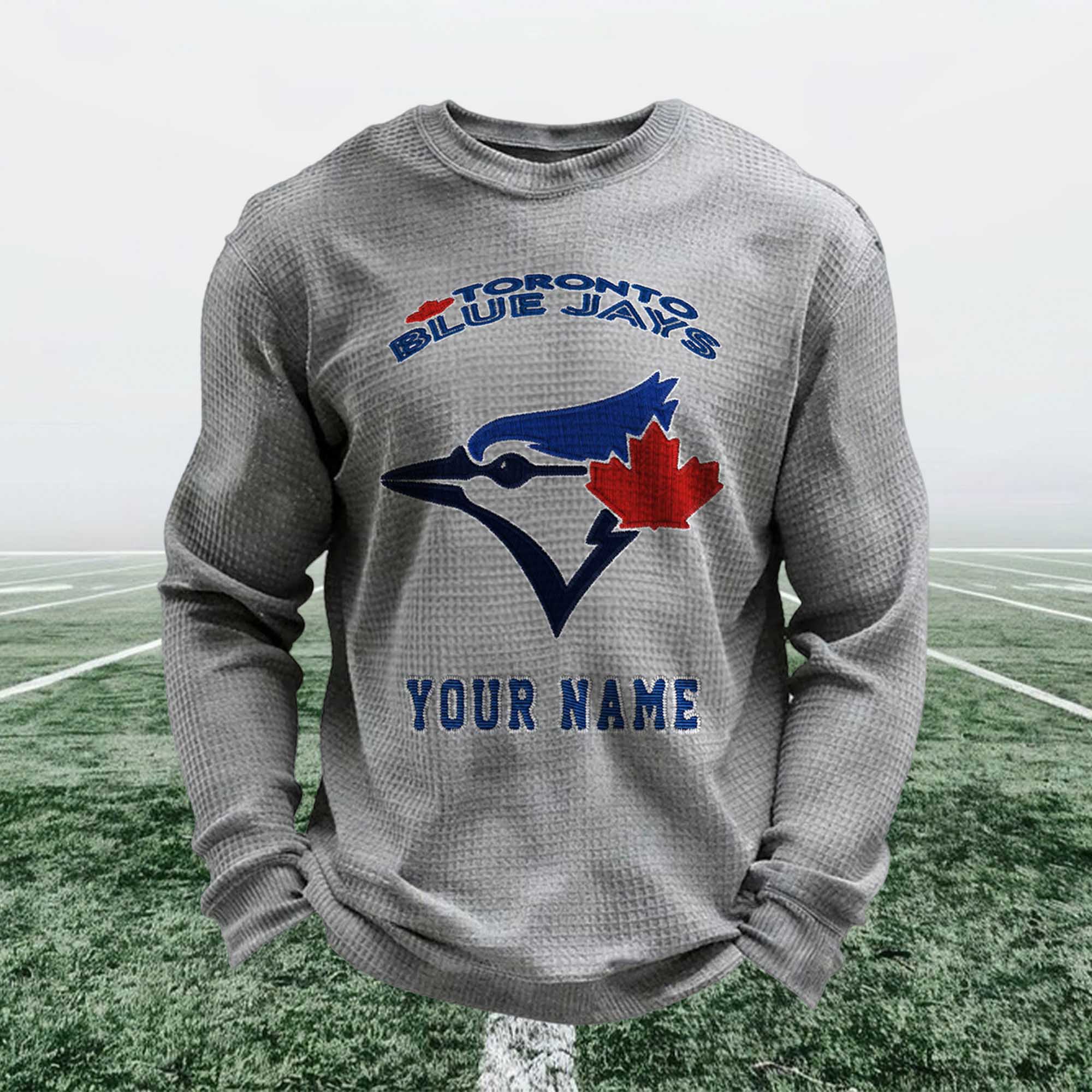 Personalized Blue Jays Baseball Waffle Sweatshirt 2 Personalized Blue Jays Baseball Waffle Sweatshirt 2