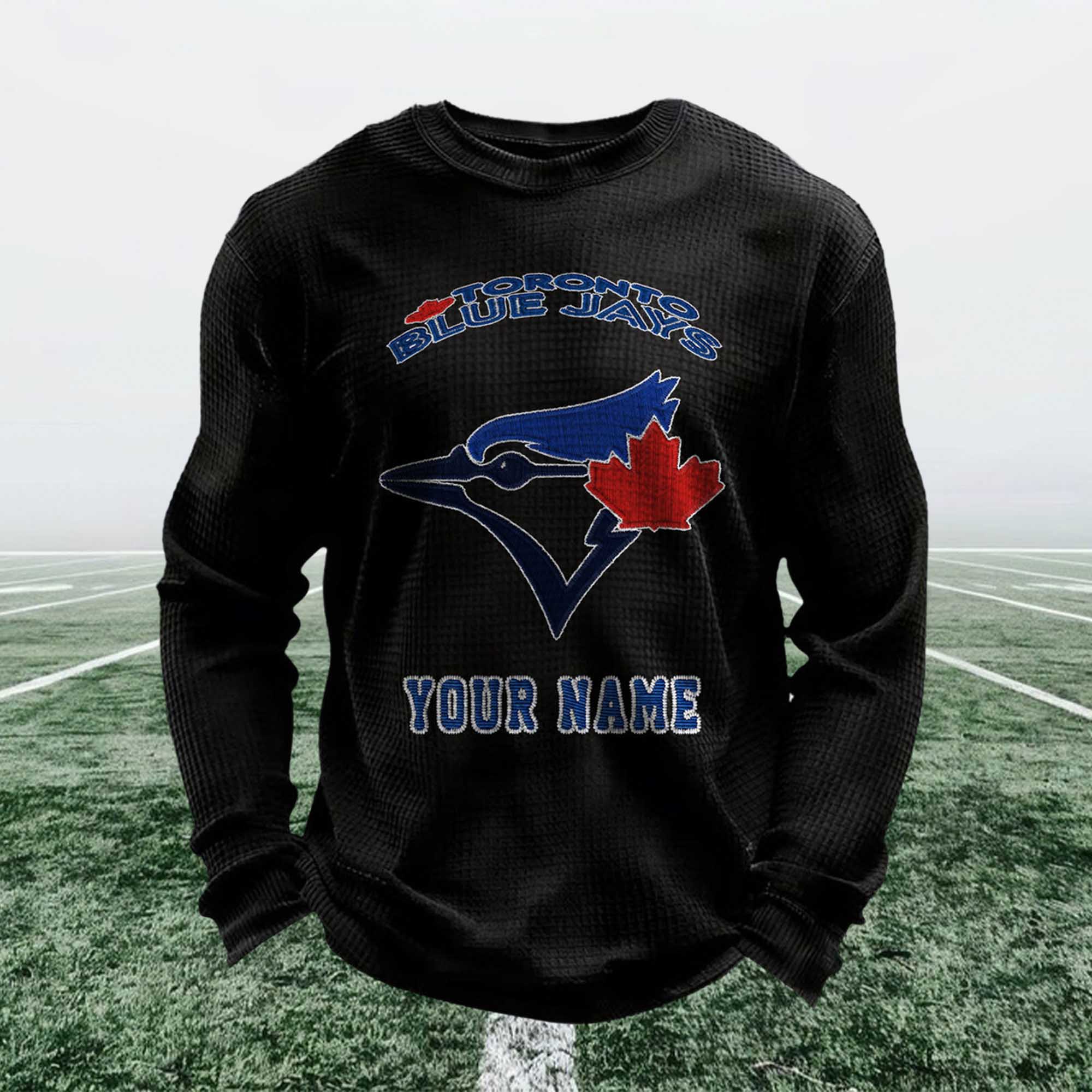 Personalized Blue Jays Baseball Waffle Sweatshirt 4 Personalized Blue Jays Baseball Waffle Sweatshirt 4