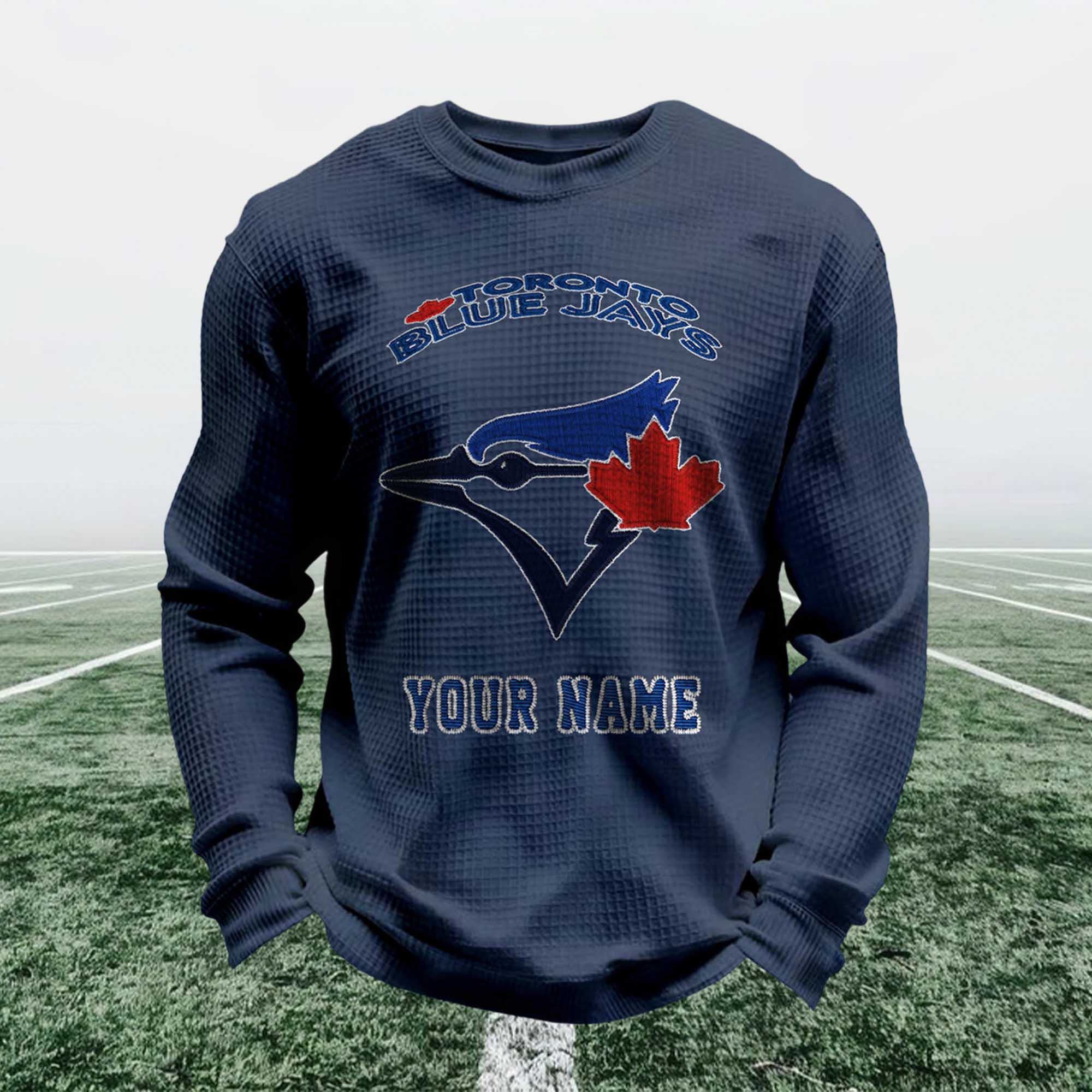 Personalized Blue Jays Baseball Waffle Sweatshirt 6 Personalized Blue Jays Baseball Waffle Sweatshirt 6