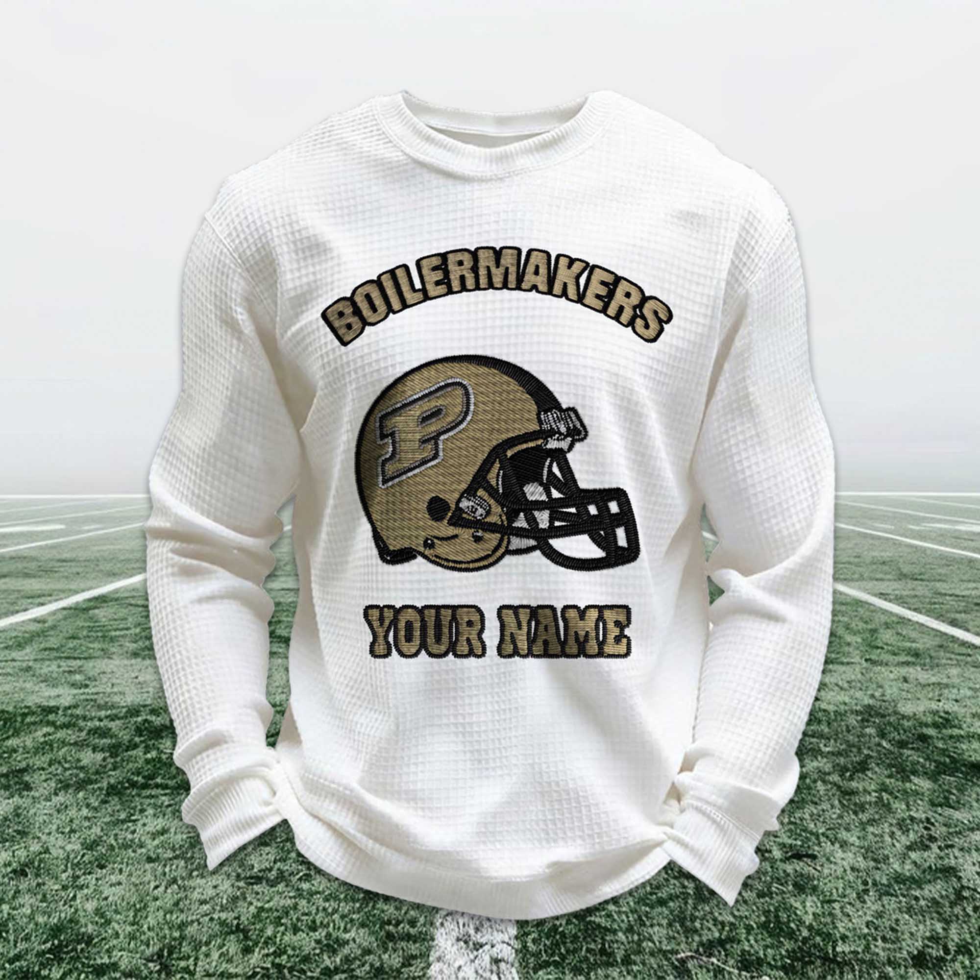 Personalized Boilermakers Football Waffle Sweatshirt Personalized Boilermakers Football Waffle Sweatshirt