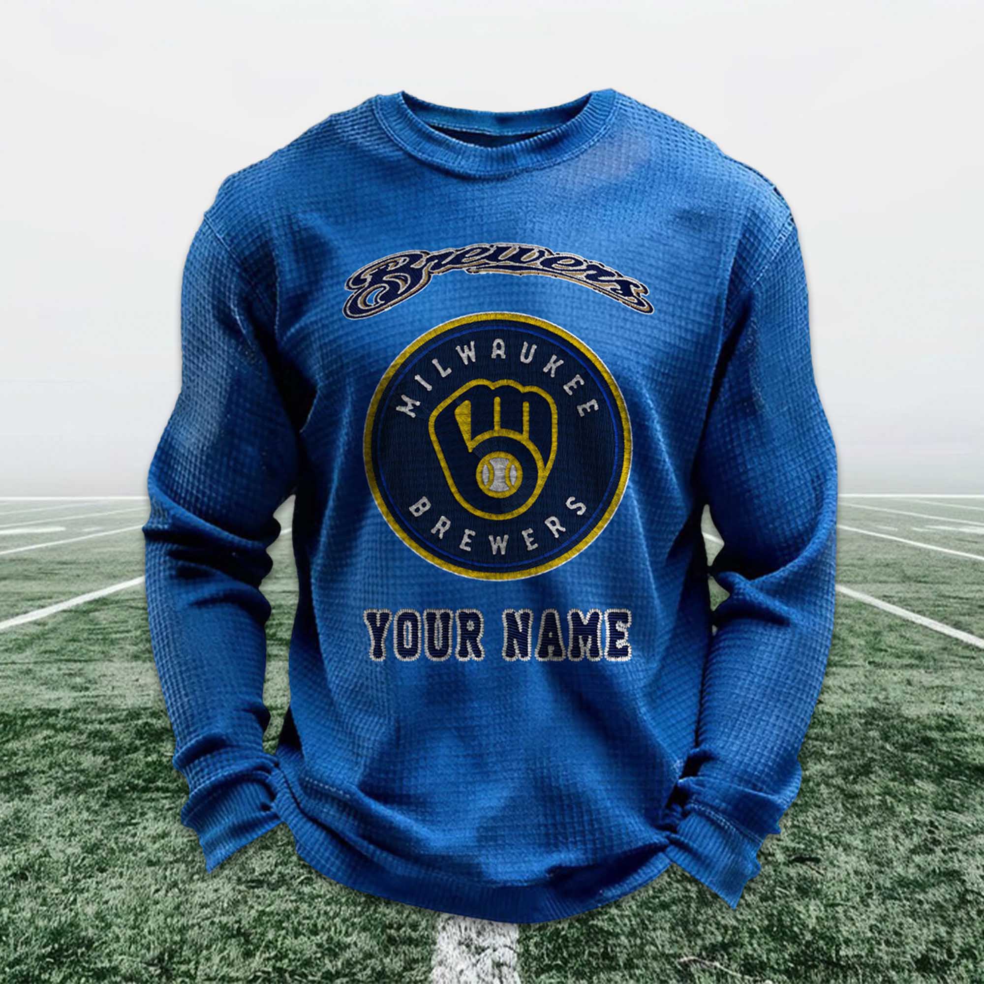 Personalized Brewers Baseball Waffle Sweatshirt 2 Personalized Brewers Baseball Waffle Sweatshirt 2