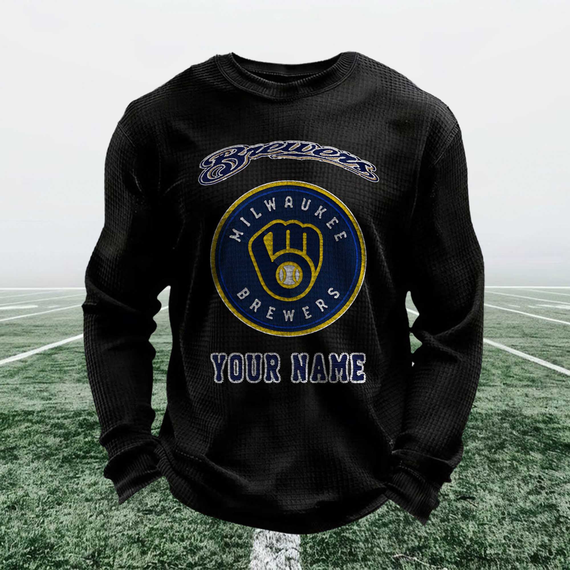 Personalized Brewers Baseball Waffle Sweatshirt 4 Personalized Brewers Baseball Waffle Sweatshirt 4