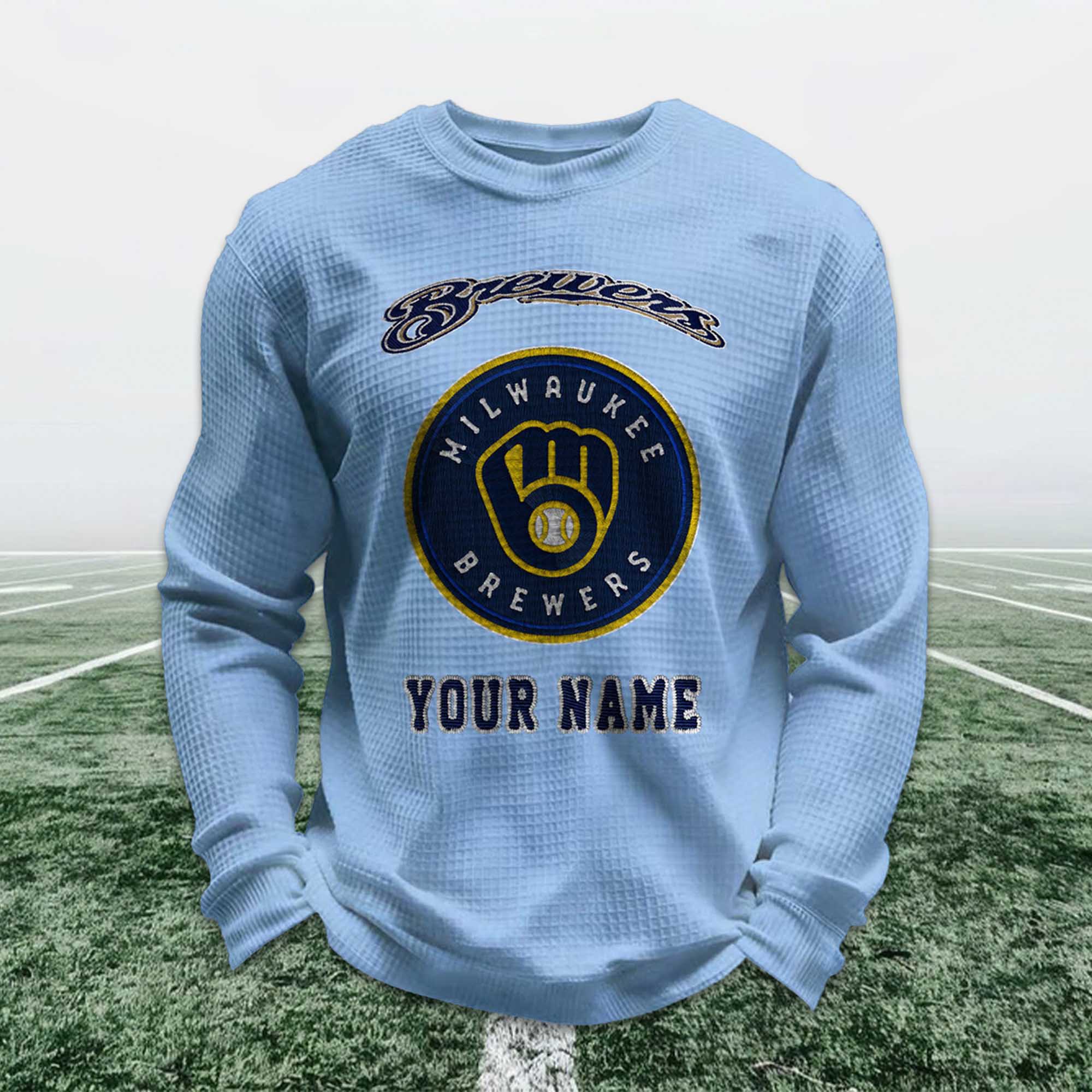 Personalized Brewers Baseball Waffle Sweatshirt 5 Personalized Brewers Baseball Waffle Sweatshirt 5