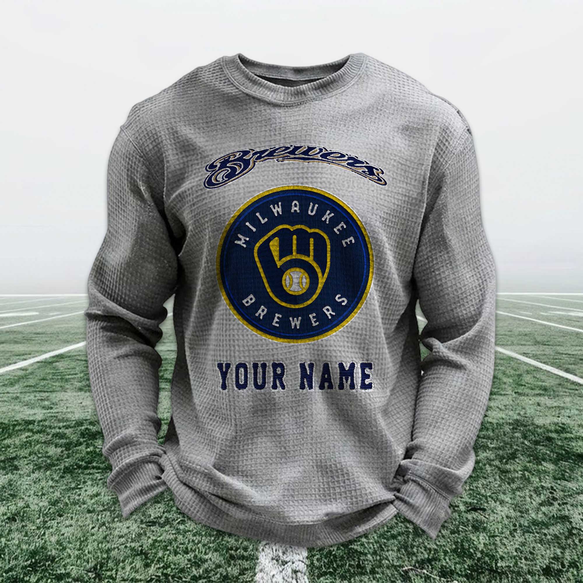Personalized Brewers Baseball Waffle Sweatshirt 6 Personalized Brewers Baseball Waffle Sweatshirt 6