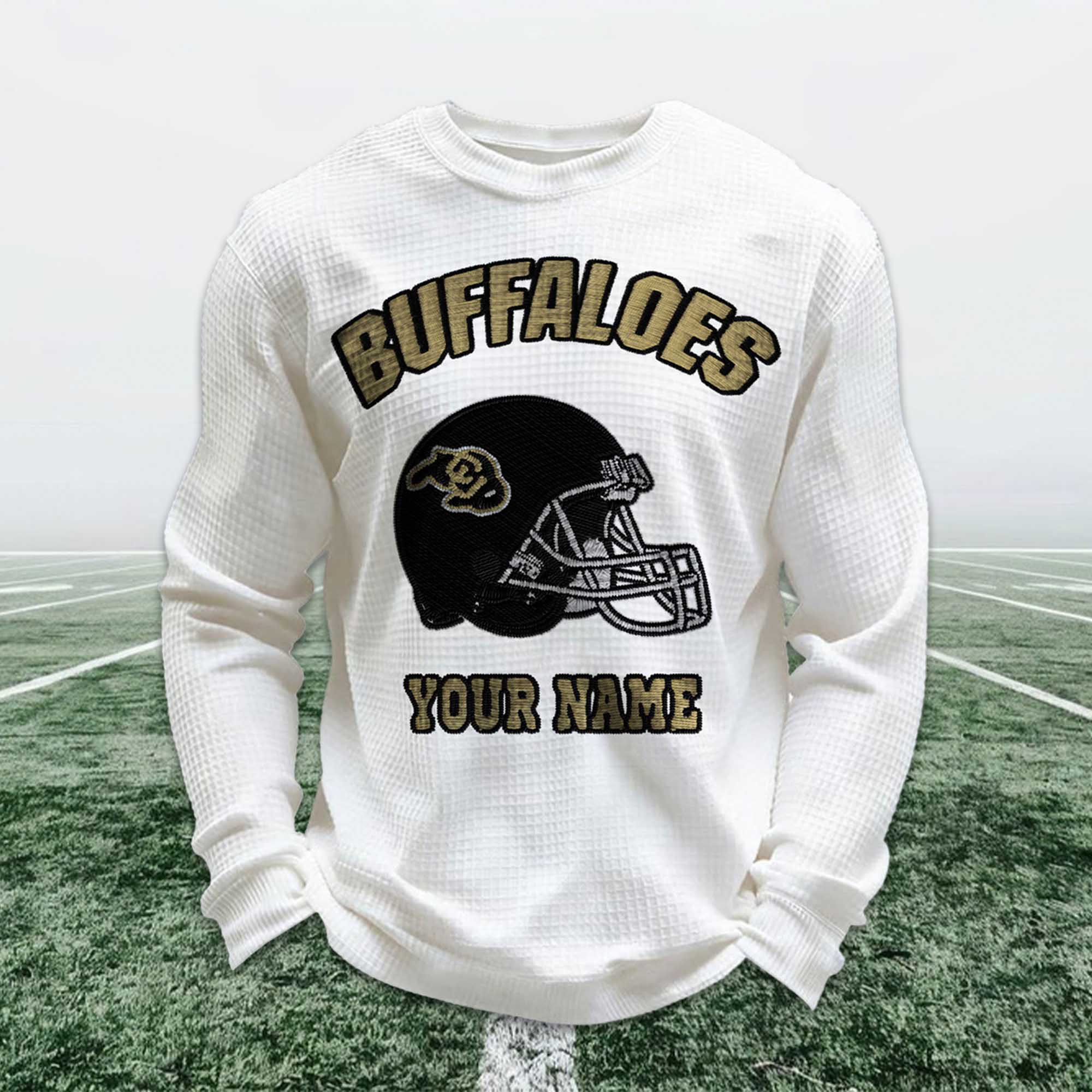 Personalized Buffaloes Football Waffle Sweatshirt Personalized Buffaloes Football Waffle Sweatshirt