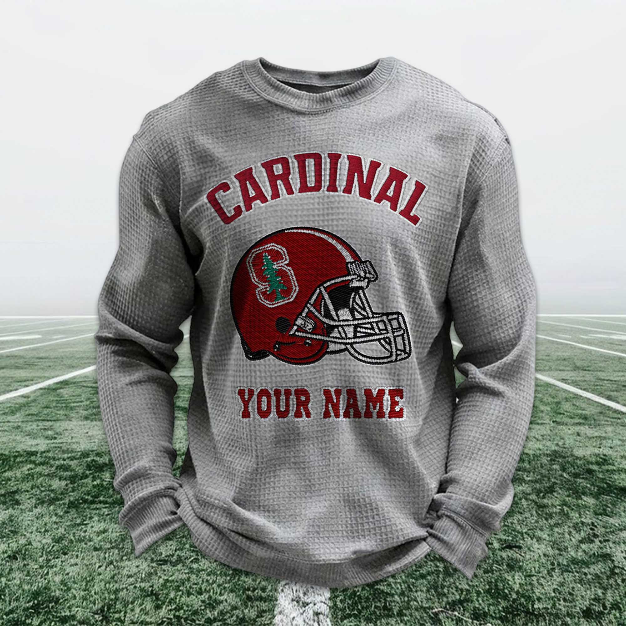 Personalized Cardinal Football Waffle Sweatshirt 6 Personalized Cardinal Football Waffle Sweatshirt (3)