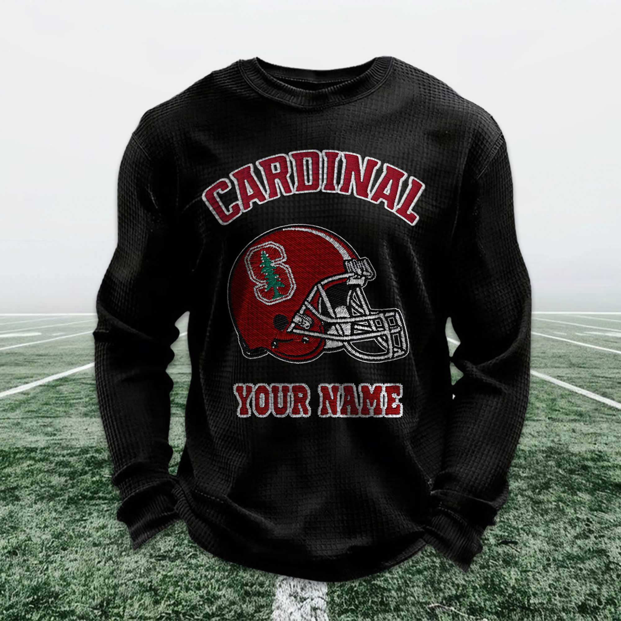 Personalized Cardinal Football Waffle Sweatshirt 4 Personalized Cardinal Football Waffle Sweatshirt (5)