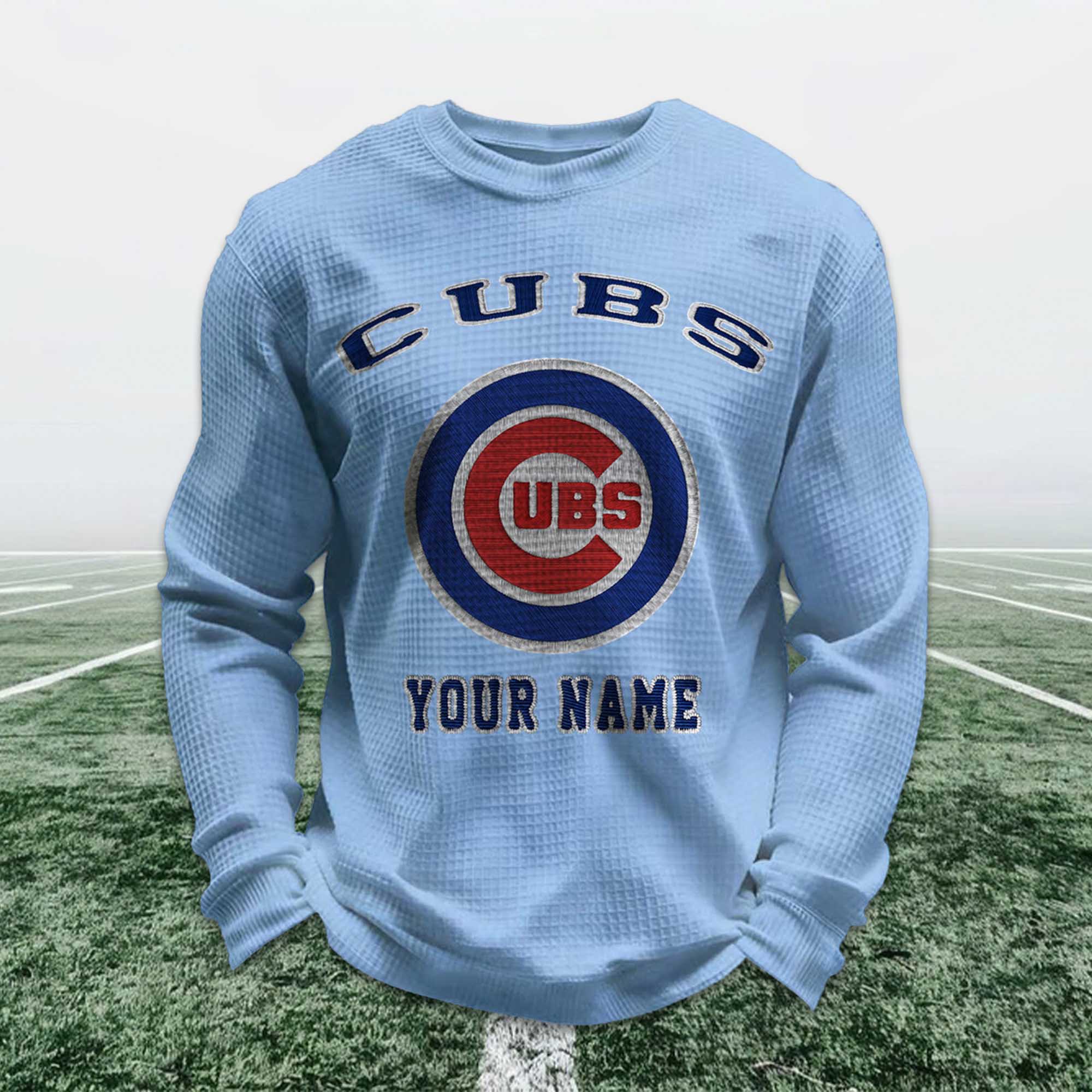 Personalized Cubs Baseball Waffle Sweatshirt 3 Personalized Cubs Baseball Waffle Sweatshirt 3