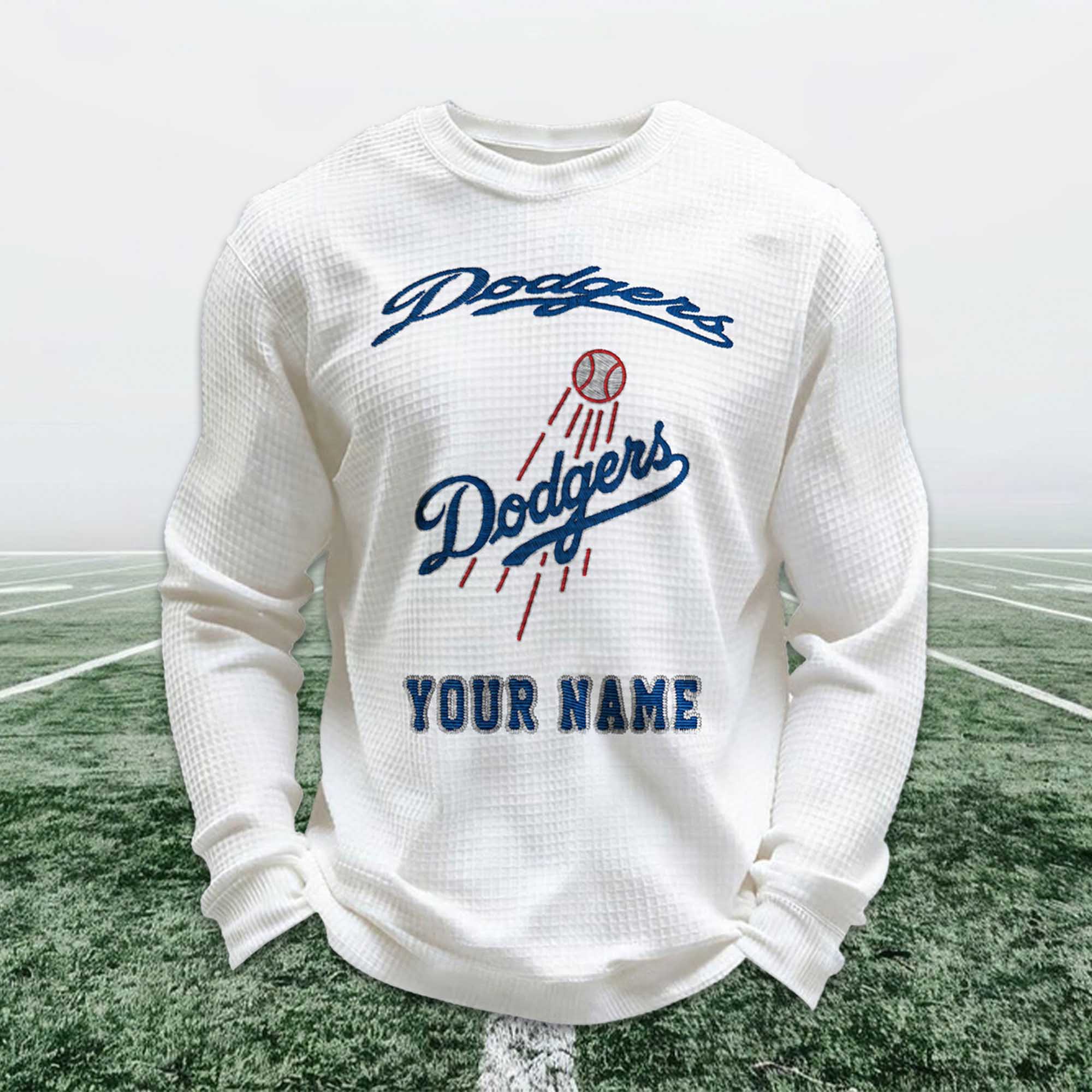 Personalized Dodgers Baseball Waffle Sweatshirt Personalized Dodgers Baseball Waffle Sweatshirt